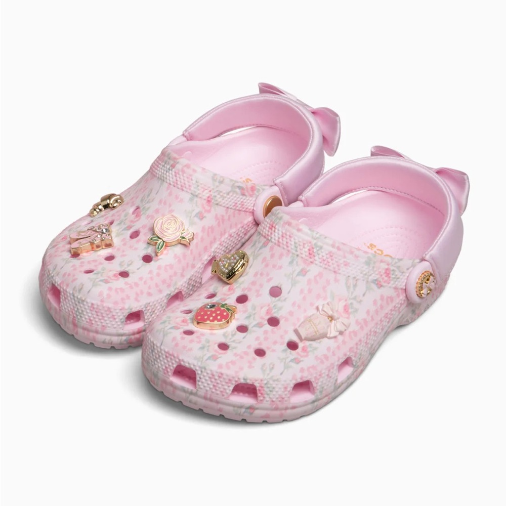 Kids' LoveShackFancy x Crocs Pink Floral Clog Shoes with Charms